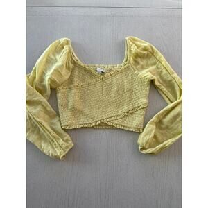 American Eagle Butter yellow Floral Crop Fairycore Cottagecore